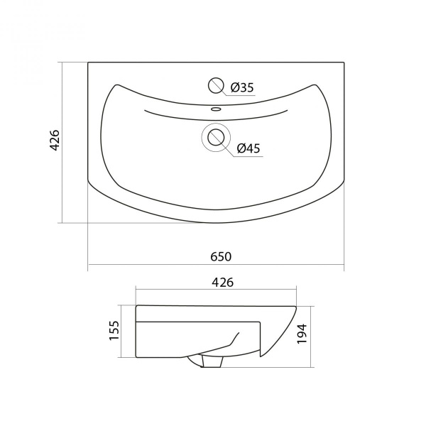 Раковина 1Marka БАЛТИКА 65  У17966