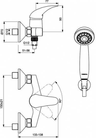 Смеситель для душа с душевым гарнитуром Vidima Orion BA003AA
