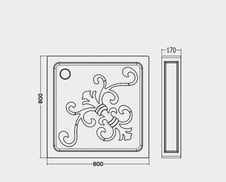 Поддон квадратный с сифоном Devon&Devon Arabesque 1DEPDARAB8080A