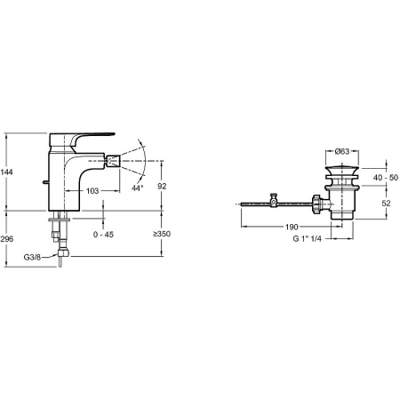 Смеситель для биде Jacob Delafon Aleo+ E72316-CP