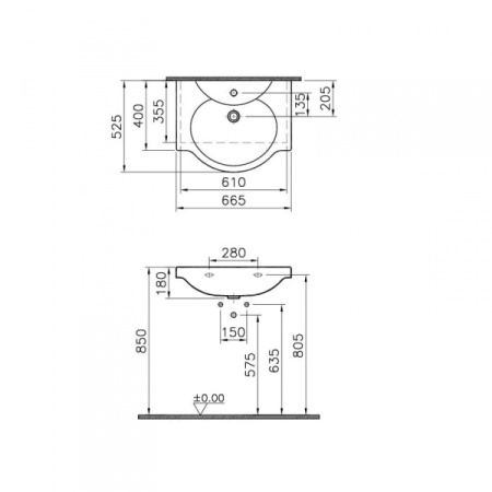 Раковина подвенсая (66.5x52.5 Vitra Arkitekt 4047B003-0001 (66.5x52.5 см)