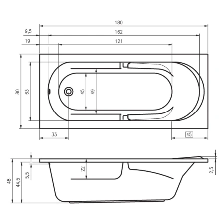 Акриловая ванна RIHO Future (180x80) B074001005 без гидромассажа