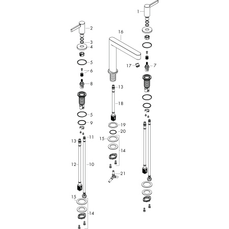 Смеситель для раковины на 3 отверстия с донным клапаном Push-Open Hansgrohe Finoris 76033700 белый матовый