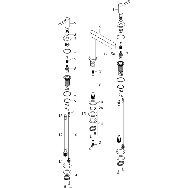 Смеситель для раковины на 3 отверстия с донным клапаном Push-Open Hansgrohe Finoris 76033700 белый матовый