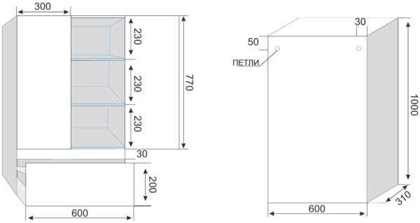 Шкаф подвесной Style Line Атлантика 60 СС-00002229 ясень перламут