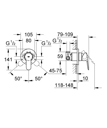 Смеситель для душа GROHE BauEdge  29040 000 (29040000) хром