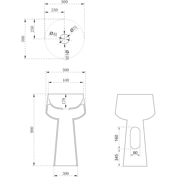 Раковина отдельностоящая ABBER Stein AS2508-H белая матовая