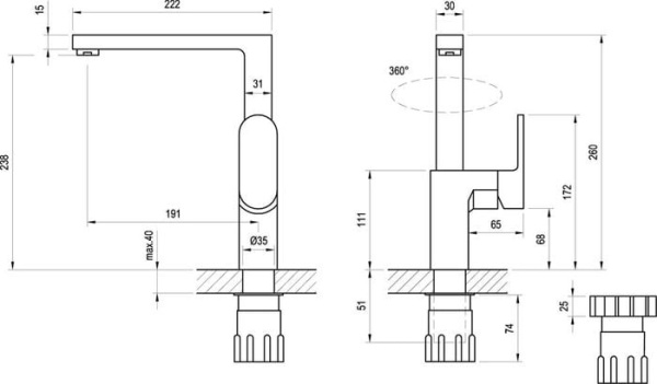 Смеситель для кухни Ravak Chrome CR 016.00 X070054 Смеситель для кухни Ravak Chrome CR 016.00 X070054