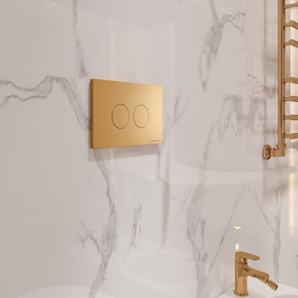 Кнопка смыва STWORKI Хельсинки 500474 золотая матовая