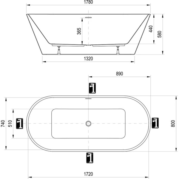 Акриловая ванна 178x80 см Ravak Solo XC00100036 Акриловая ванна 178x80 см Ravak Solo XC00100036