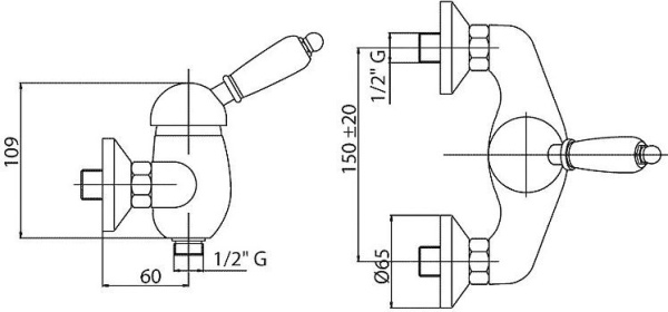 Смеситель для душа Cezares Elite ELITE-D-03/24-Bi