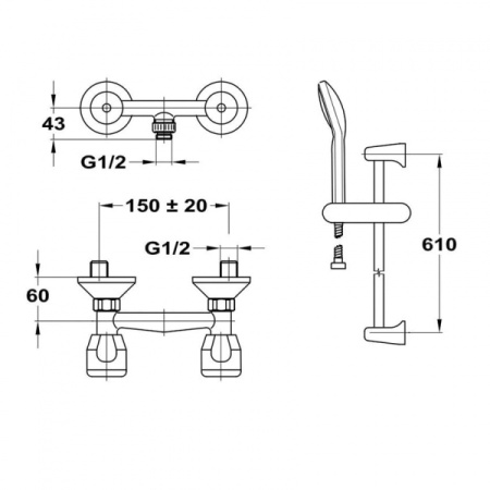 Смеситель для душевой кабины MOFEM EVROSZTAR NOVA143-0115-00