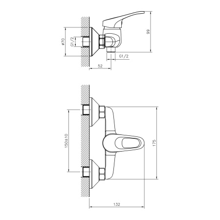 Смеситель для душа DECOROOM DR21 DR21055