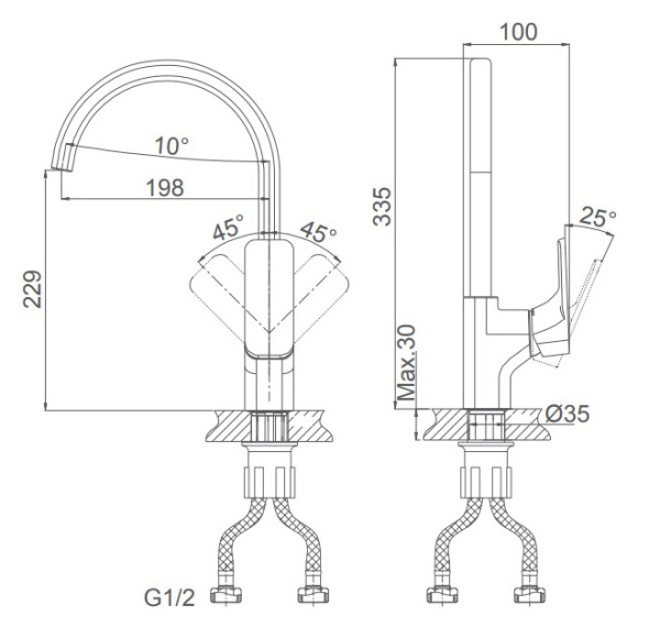 Смеситель для кухни D&K Berlin.Steinbeis (DA1432426) высокий белый матовый