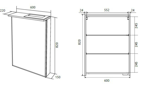 Зеркало-шкаф (60х82)  1Marka Соната 60  Ц0000007617