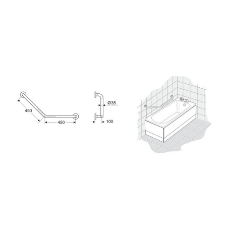Изогнутый опорный поручень Ideal Standard CONTOUR S6472AC