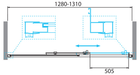 Душевая дверь (130х190) BelBagno DUE-BF-1-130-C-Cr