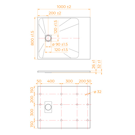 Душевой поддон (100х80) RGW TSS-W 553502810-01