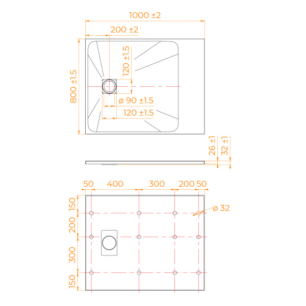 Душевой поддон (100х80) RGW TSS-W 553502810-01