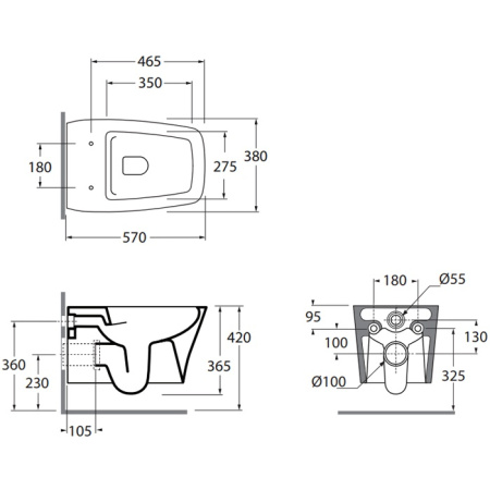 Унитаз подвесной безободковый Azzurra Hera HEVKSPE00000BI без сиденья