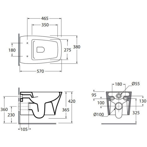 Унитаз подвесной безободковый Azzurra Hera HEVKSPE00000BI без сиденья