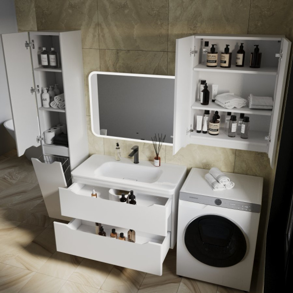 Тумба под раковину Style Line Марелла 90 Люкс Plus СС-00002413 белый матовый