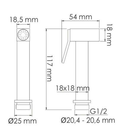 Гигиенический душ со смесителем WasserKRAFT A66096, черный глянец