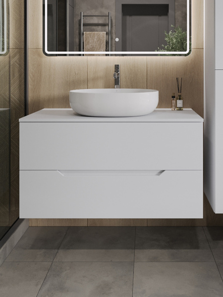 Тумба с раковиной подвесная 100 см, Orange Line Li-100TuwMDF+B05-520W белый