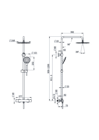 Душевая система с термостатом Cersanit BRASKO 63066