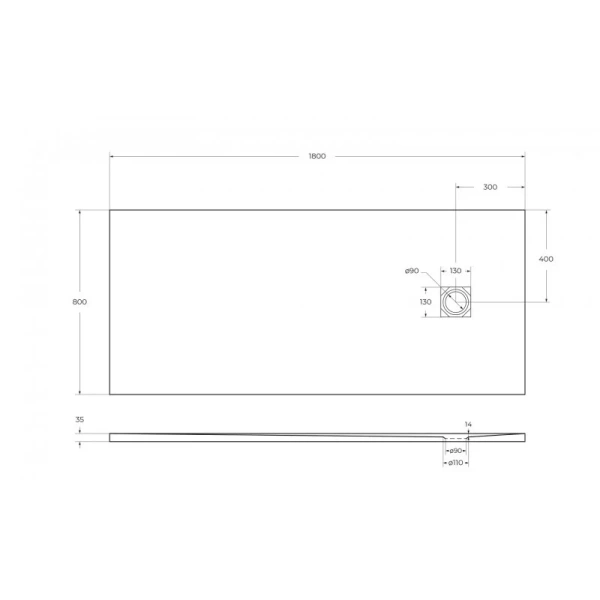 Поддон из искусственного мрамора BelBagno TRAY-MR-UNO-AH-180/80-35-W-CR