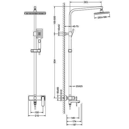 Душевая система Timo Torne черный SX-4320/03