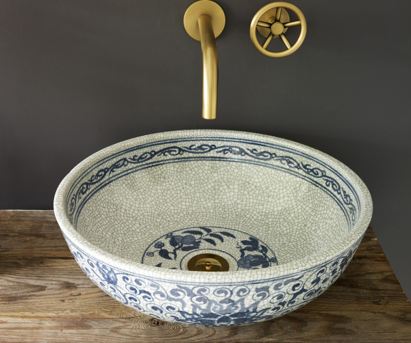 Накладная раковина (40х40) Bronze de Luxe синяя 2241