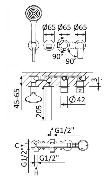 Смеситель для ванны Cezares Nautic NAUTIC-VDM3-01