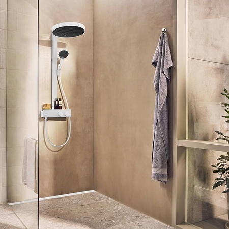 Душевая система с термостатом Hansgrohe Rainfinity Showerpipe 360 1jet 26853700 белый матовый