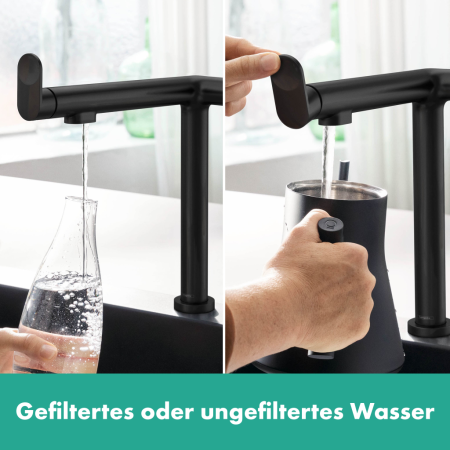 Смеситель для кухни с подключением к фильтру Hansgrohe Aqittura M91 FilterSystem 76804670 черный матовый