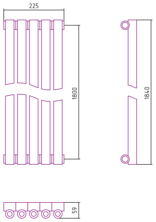 Полотенцесушитель Водяной Сунержа Эстет-0 (180х22) 5 секций Матовое Золото 032-0331-1805
