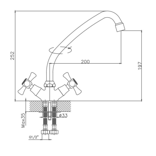 Смеситель для кухни Cron CN4242 Смеситель для кухни Cron CN4242