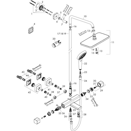 Душевая система с термостатом для ванны Hansgrohe Croma E Showerpipe 280 1jet 27687000 хром