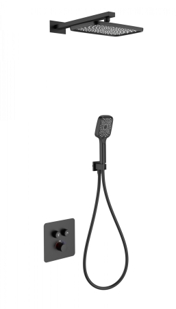Душевая система с термостатом встраиваемая WONZON & WOGHAND, черный матовый WW-B4003-MB