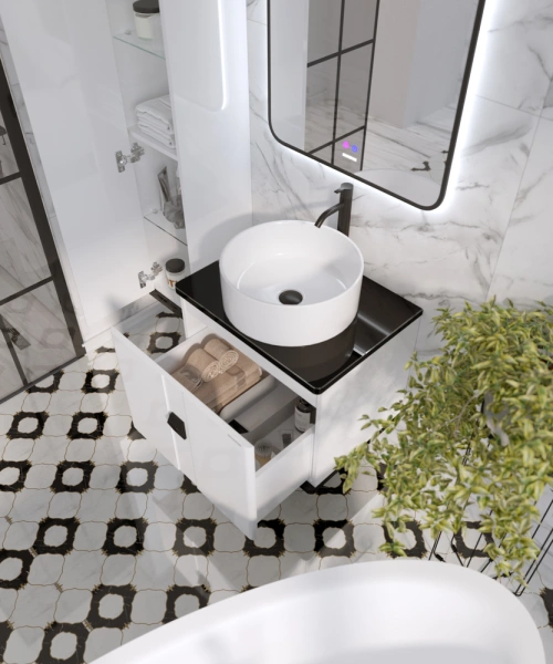 Тумба подвесная Grossman НОРМА-60 см 106016 с 1-ящ, белый глянец