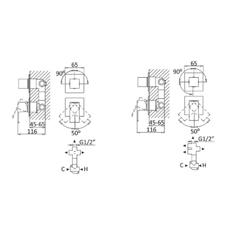 Смеситель для душа Cezares PORTA-VDIM4-M-01