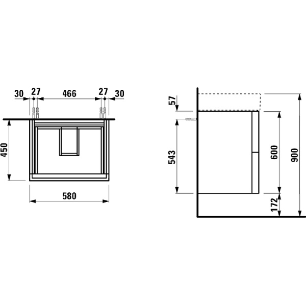Тумба под раковину Laufen Kartell 58 4.0756.9.033.640.1