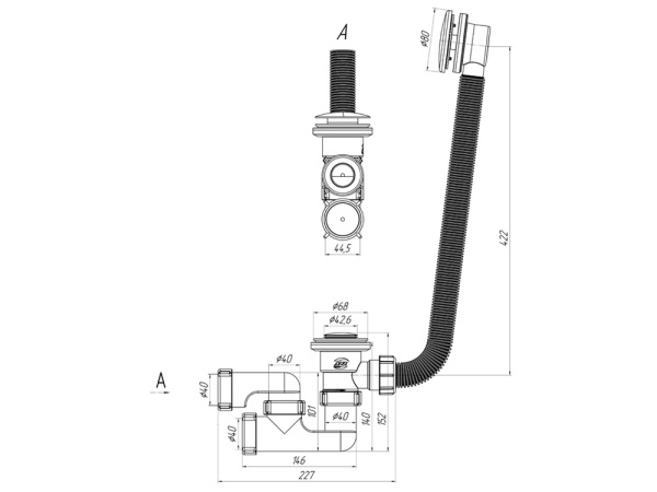 Сифон универсальный полуавтомат Cersanit Prime 64286