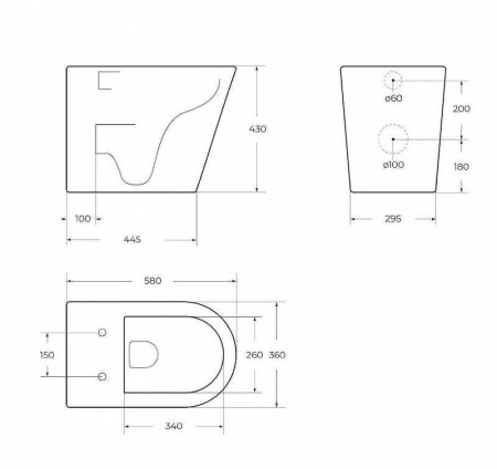 Унитаз приставной безободковый BelBagno FLAY-R BB1003CBR/SC с сиденьем микролифт