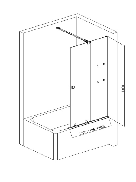 Шторка на ванну AQUAme AQM6601-2
