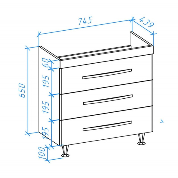 Тумба под раковину Bellezza Рокко 80 4635313660045