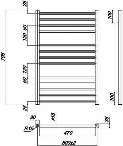 Полотенцесушитель водяной Ravak Norma 53х80 X04000083678