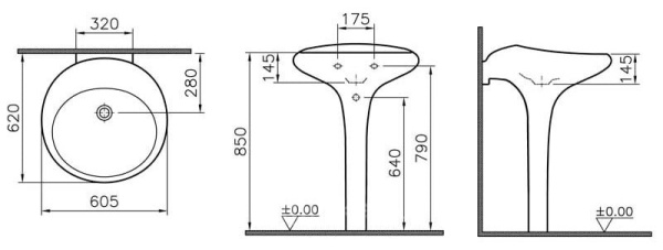 Раковина напольная черная Vitra Istanbul 4251B070-0016