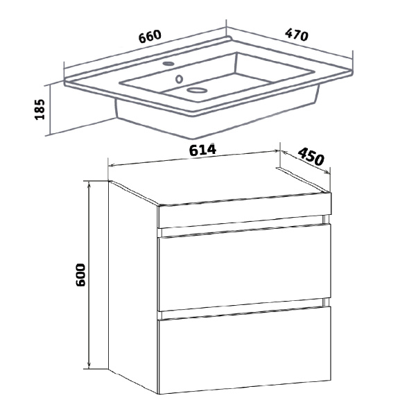 Тумба под раковину Runo подвесная серый бетон Манхэттен 65 (00-00001018)