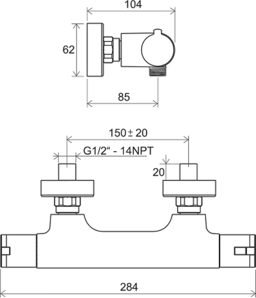 Смеситель для душа Ravak Termo TE 032.00/150 X070034